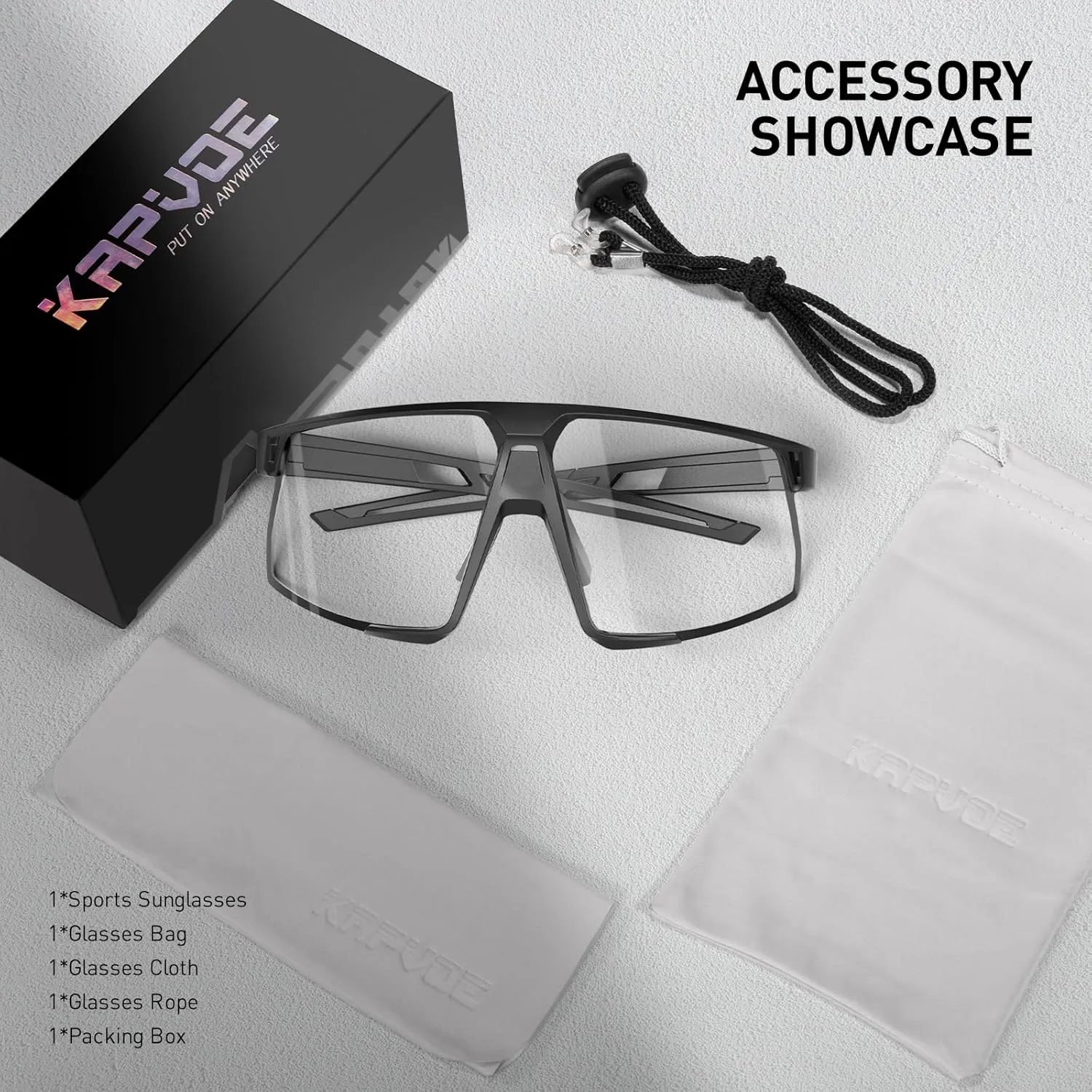KAPVOE Photochromic Cycling Glasses Men Women Mountain Bike Sunglasses Clear MTB Sports Glasses Bicycle Triathlon Running