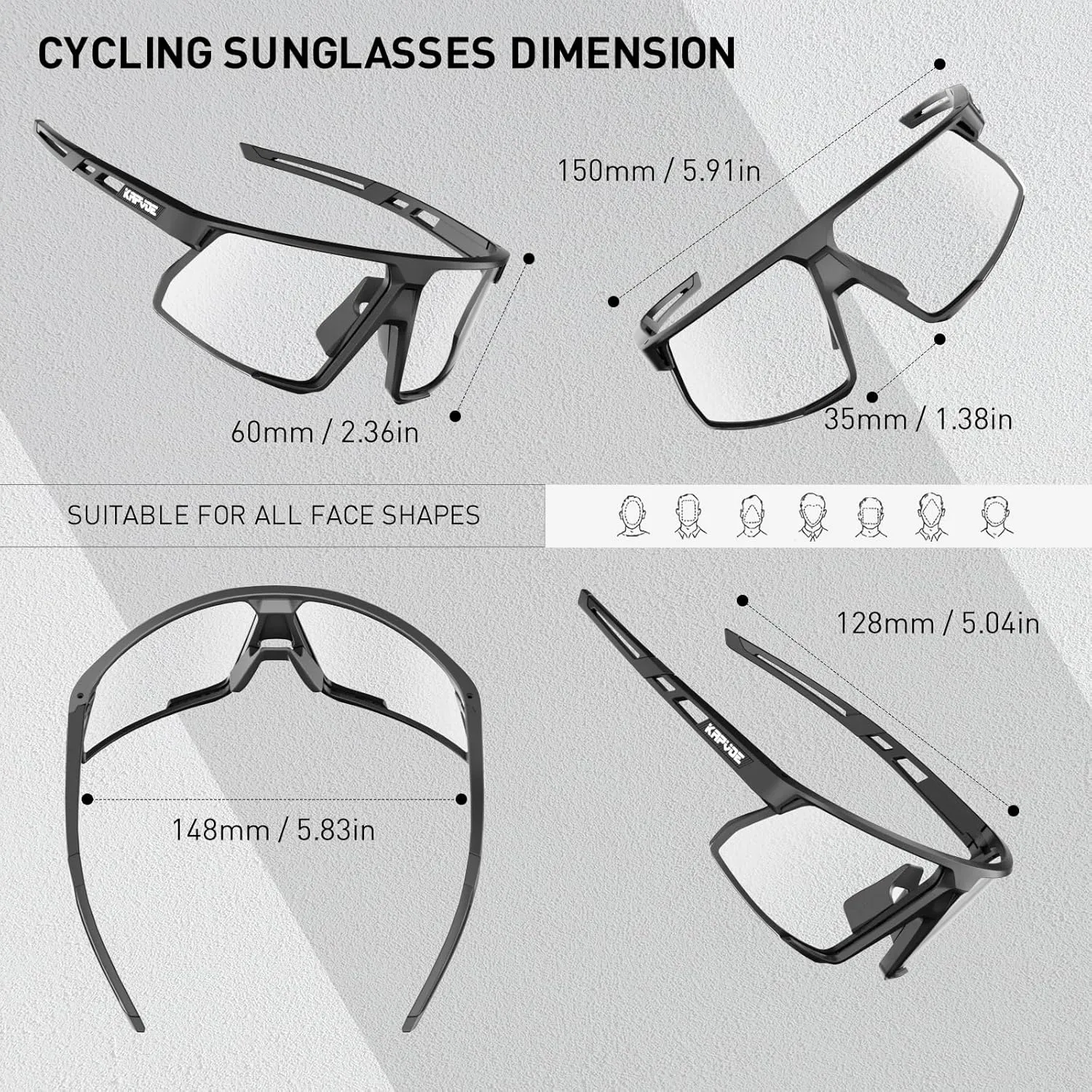 KAPVOE Photochromic Cycling Glasses Men Women Mountain Bike Sunglasses Clear MTB Sports Glasses Bicycle Triathlon Running