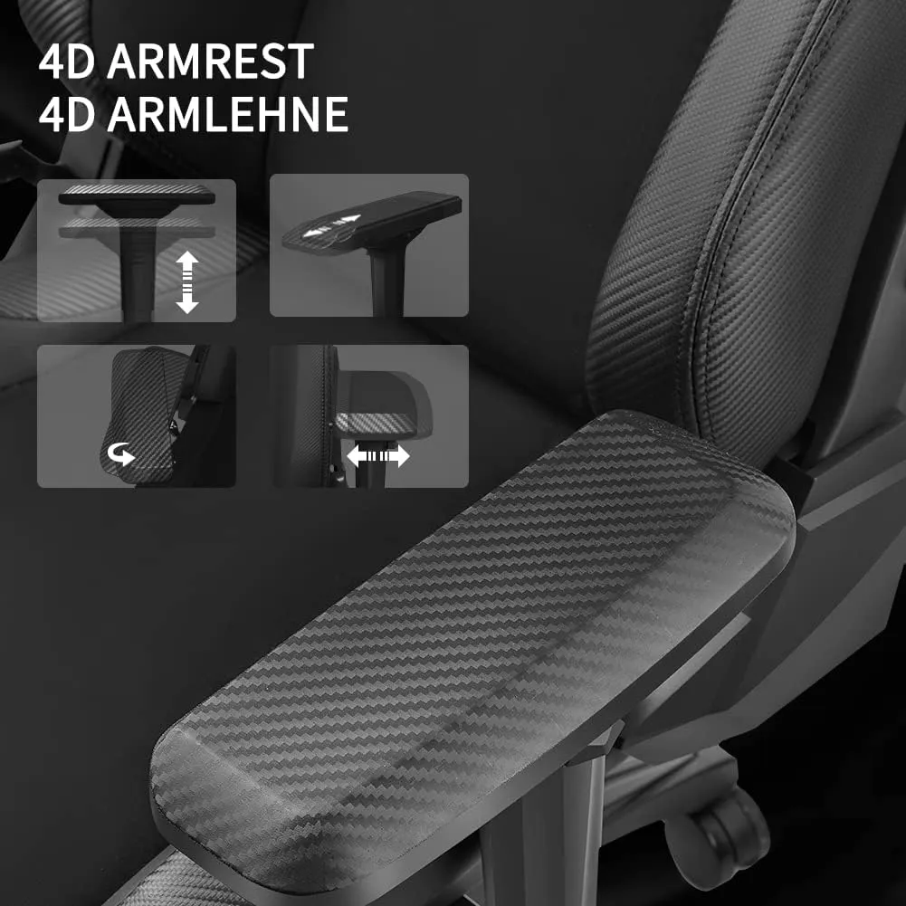 KARNOX Ergonomic Gaming Chair for Adults PU and Suede,Office Chair High Back Big and Tall with Headrest and Lumbar Support,Racing Style Gaming Chair Cloth 155° Recline with Angle Lock,Black