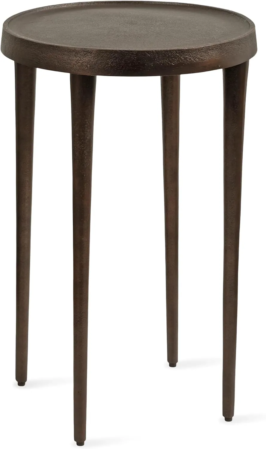 Kate and Laurel Rava Modern Metal Round Side Table, 14 x 14 x 22, Bronze, Cast Aluminum Accent Table for Use as Indoor Plant Stand or Living Room Decor Piece