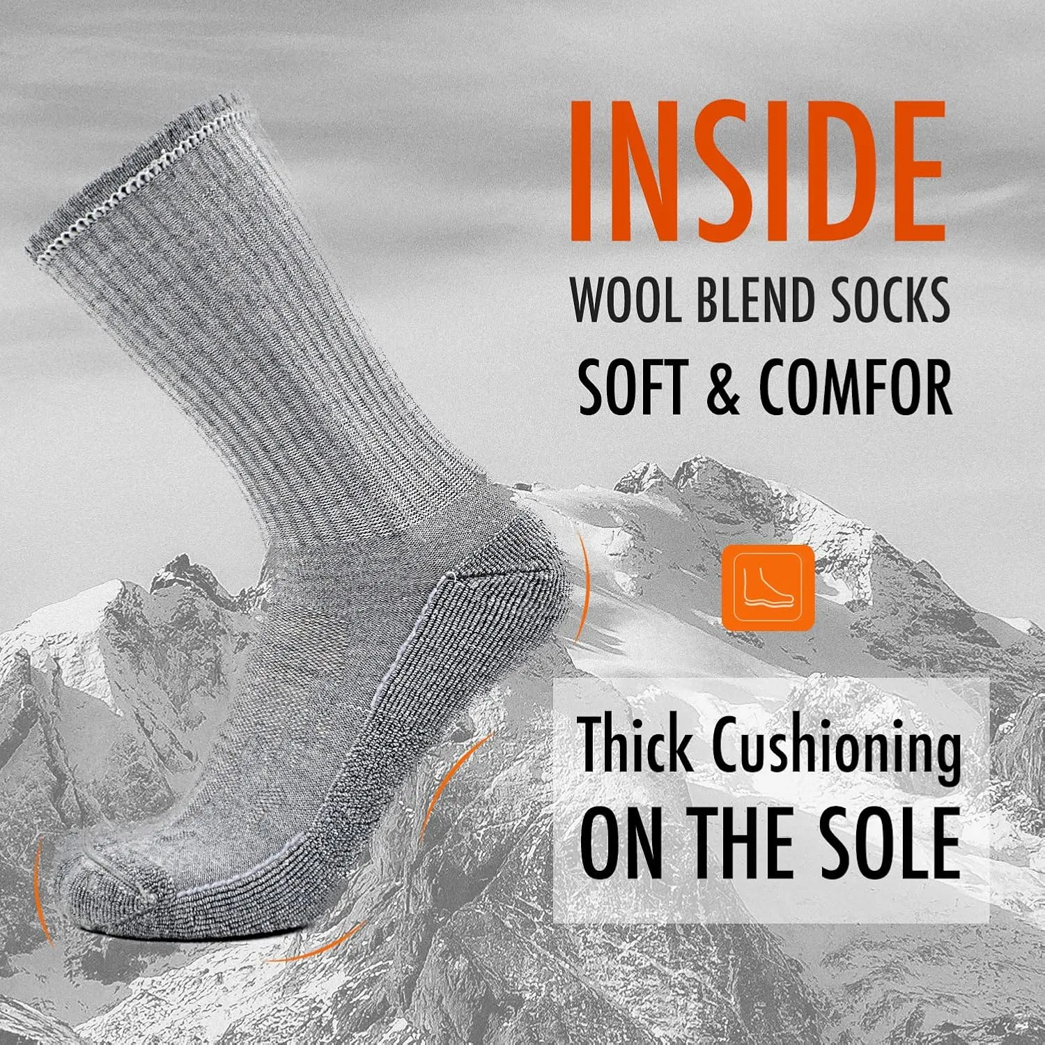 KitNSox 1/4 Pack Men's Women's Merino Wool Hiking Running Socks Crew Warm Thick Cushioned Outdoor Walking Sport Athletic Sock