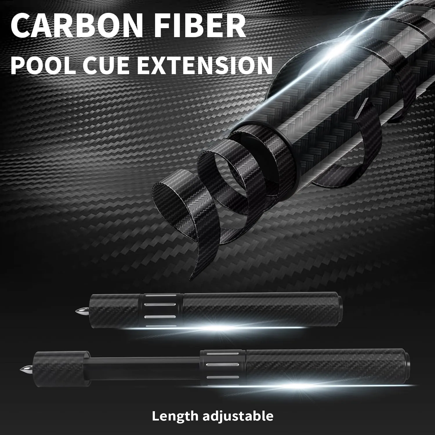 Kmise Professional Pool Cue Stick - Canadian Maple Pool Sticks with Low Deflection Shaft and Telescopic Carbon Fiber Extension, Set Comes with Leather Cue Case