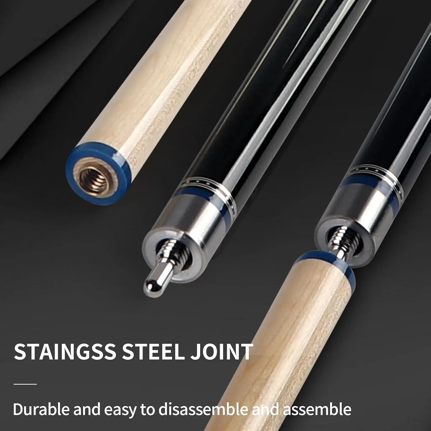 Kmise Professional Pool Cue Stick - Canadian Maple Pool Sticks with Low Deflection Shaft and Telescopic Carbon Fiber Extension, Set Comes with Leather Cue Case