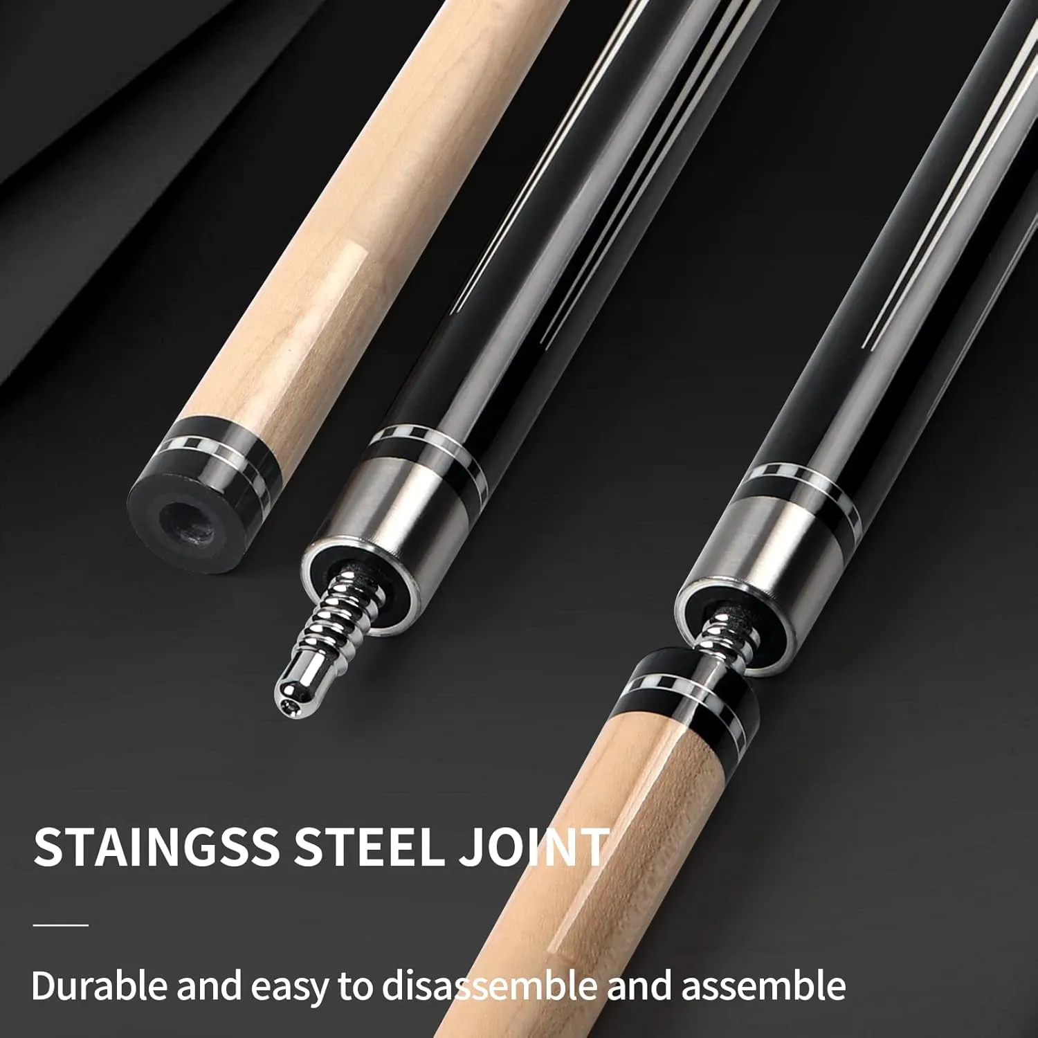 Kmise Professional Pool Cue Stick - Canadian Maple Pool Sticks with Low Deflection Shaft and Telescopic Carbon Fiber Extension, Set Comes with Leather Cue Case