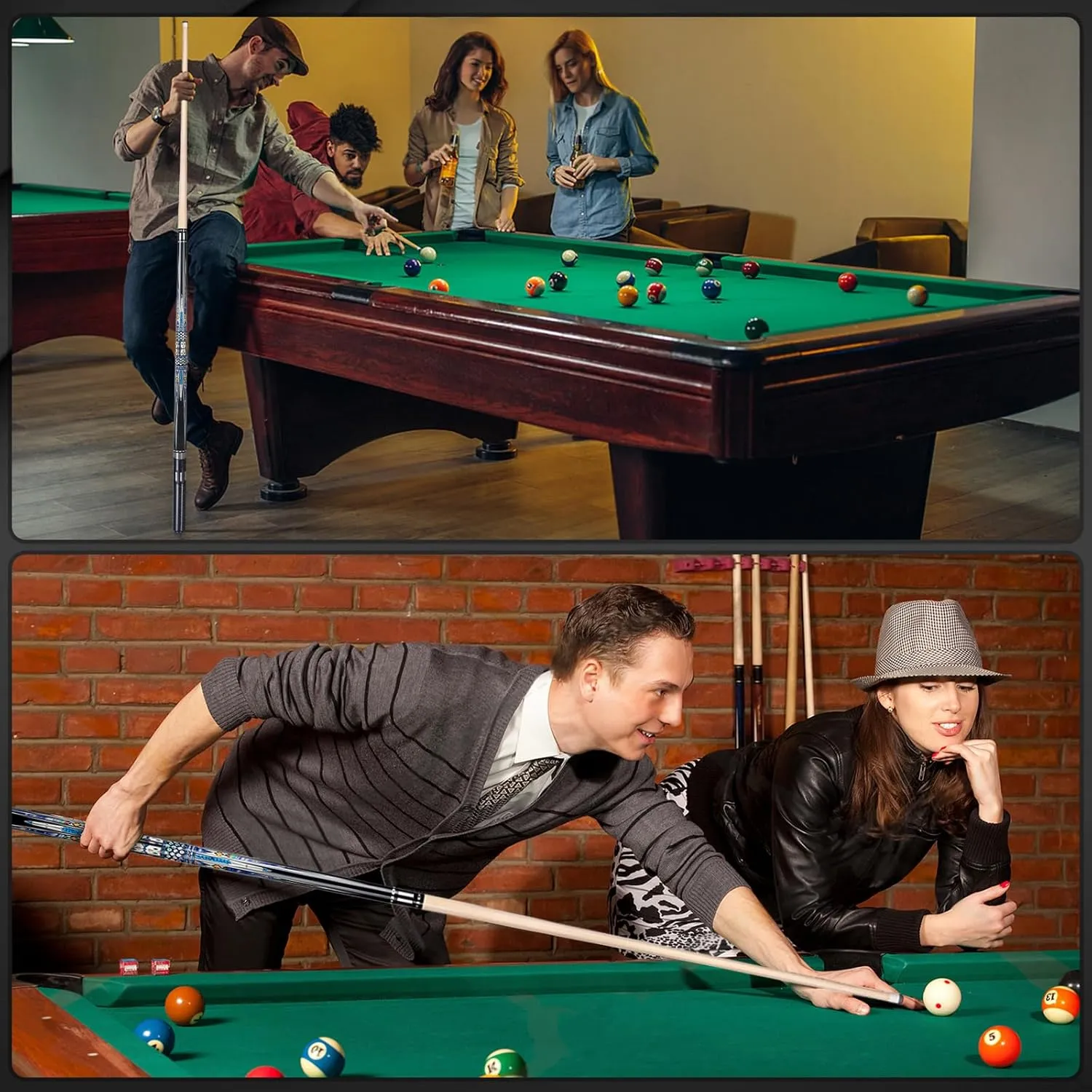 Kmise Professional Pool Cue Stick - Canadian Maple Pool Sticks with Low Deflection Shaft and Telescopic Carbon Fiber Extension, Set Comes with Leather Cue Case