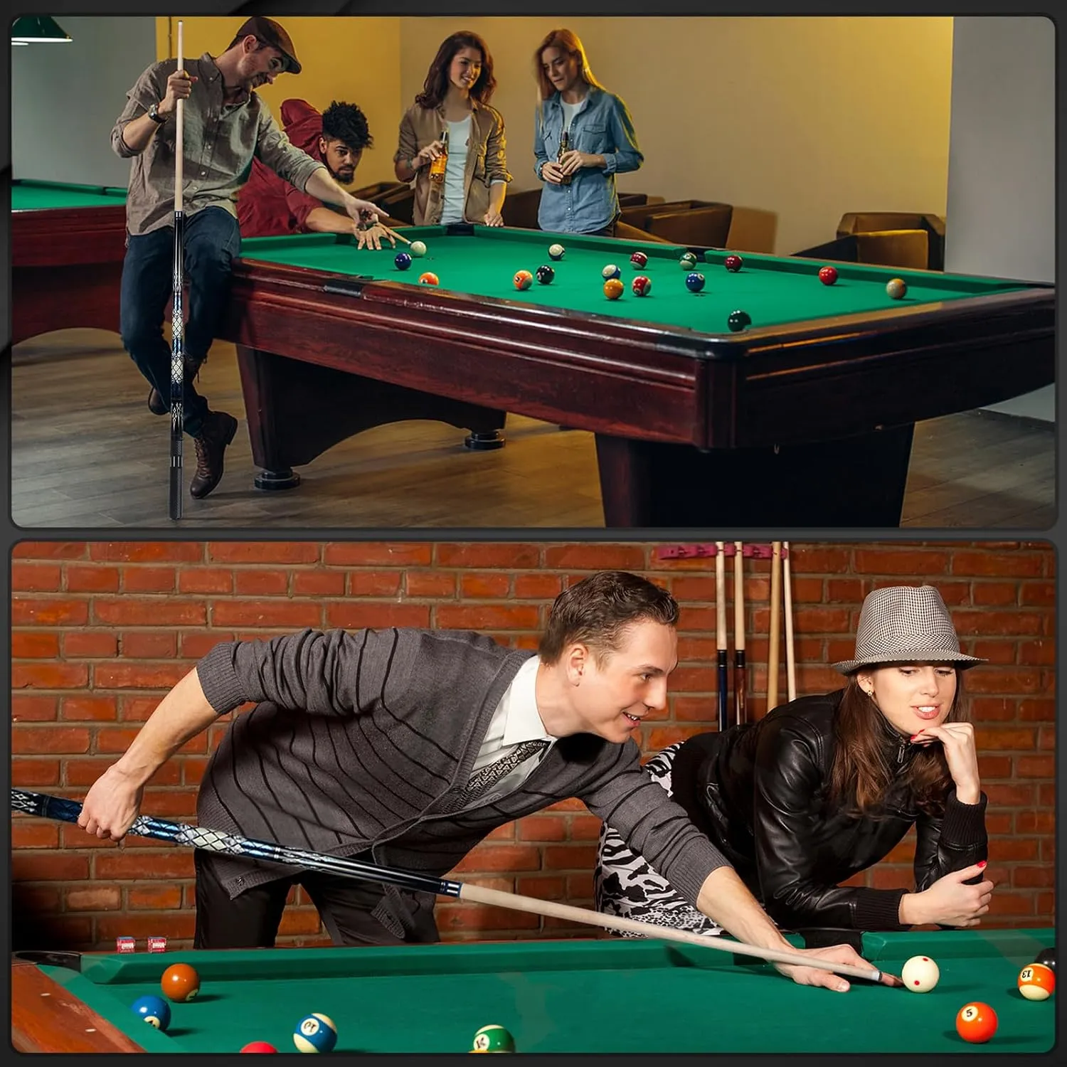 Kmise Professional Pool Cue Stick - Canadian Maple Pool Sticks with Low Deflection Shaft and Telescopic Carbon Fiber Extension, Set Comes with Leather Cue Case