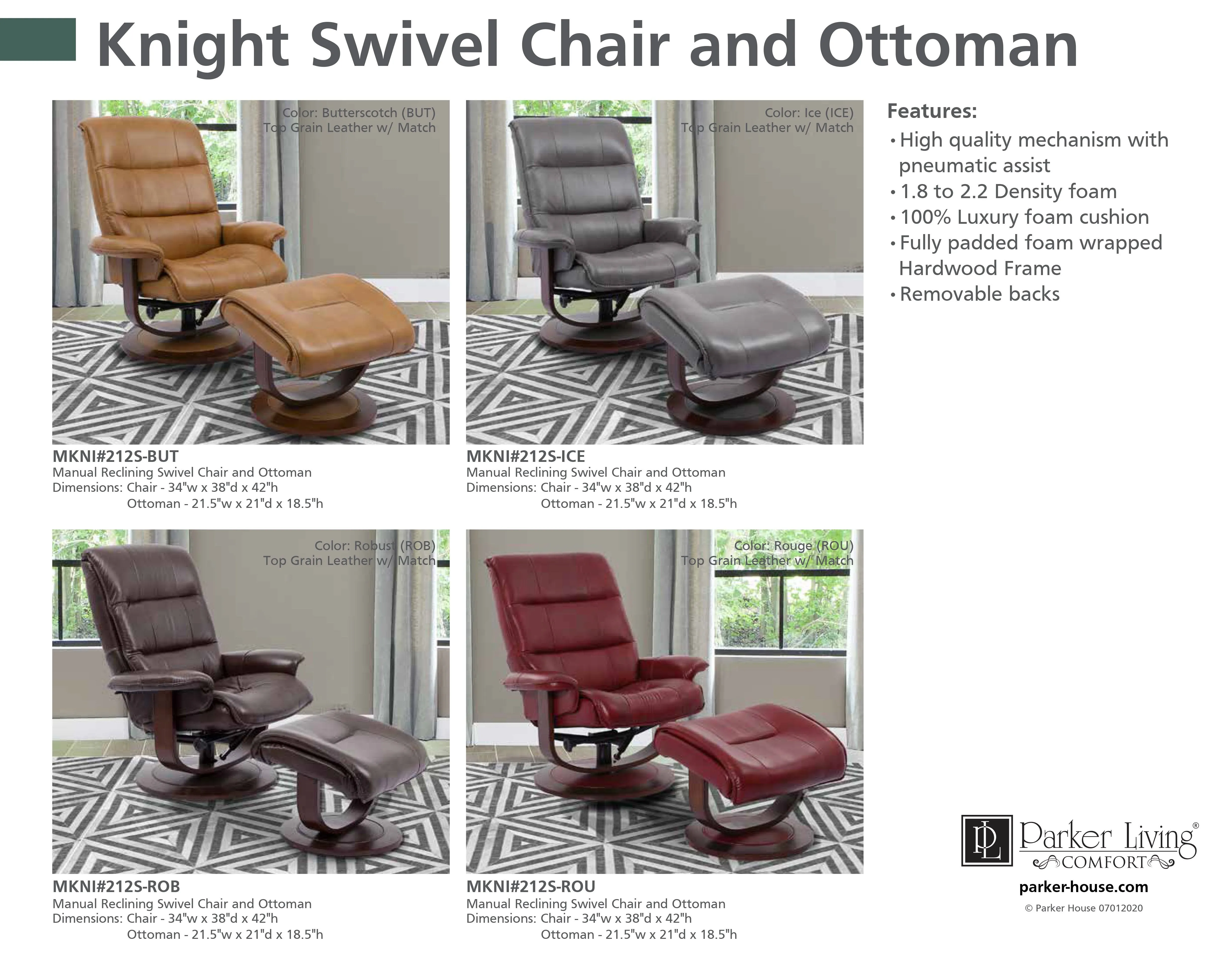 KNIGHT - BUTTERSCOTCH Manual Reclining Swivel Chair and Ottoman