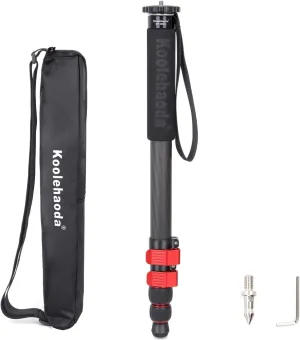 Koolehaoda Monopod for Camera, 65" Carbon Fiber Portable Compact Lightweight Travel Monopod Unipod Stick for DSLR Canon Nikon Sony Video Camcorder, Easy to Carry (MP-285EC)