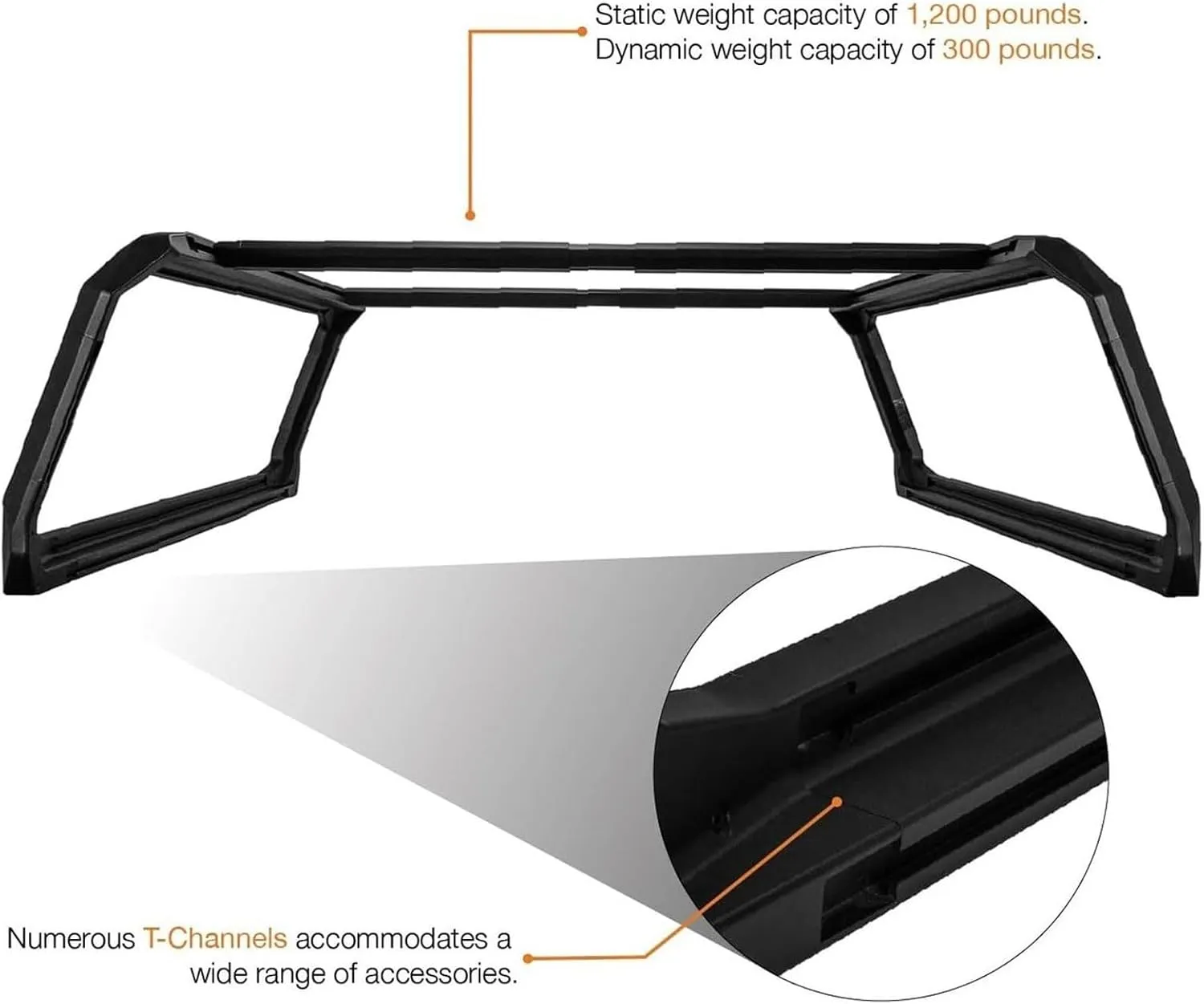 KUAT Ibex Versatile Durable Lightweight Aluminum Adjustable Truck Bed Rack - Stainless Steel Hardware Included | 1,200 LBS Static & 300 LBS Dynamic Weight Capacity, IBEXA1 - Mid-Size - Short-Bed