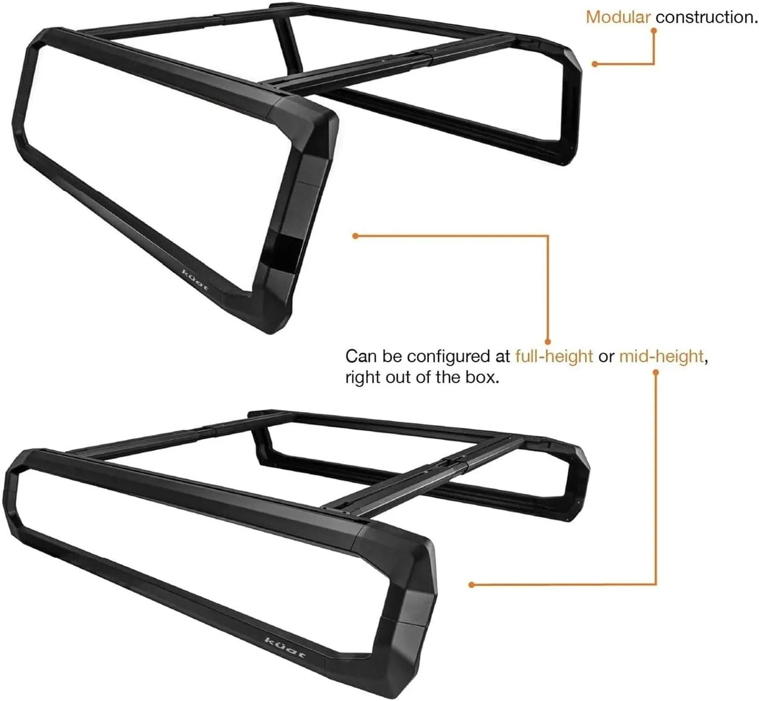KUAT Ibex Versatile Durable Lightweight Aluminum Adjustable Truck Bed Rack - Stainless Steel Hardware Included | 1,200 LBS Static & 300 LBS Dynamic Weight Capacity, IBEXA1 - Mid-Size - Short-Bed