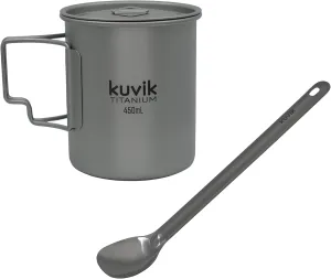 Kuvik 450ml (15.2 oz) Titanium Cup & Titanium Spoon Bundle