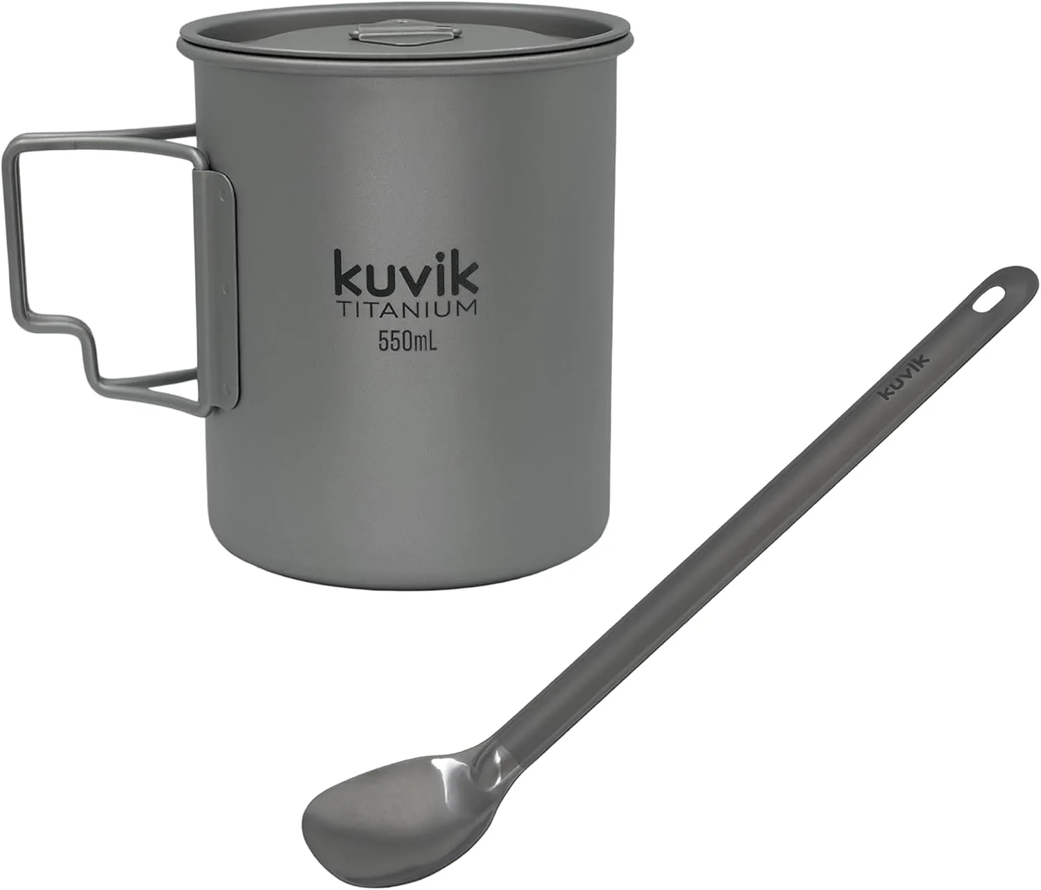Kuvik 550ml (18.6 oz) Titanium Cup & Titanium Spoon Bundle