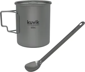 Kuvik 550ml (18.6 oz) Titanium Cup & Titanium Spoon Bundle