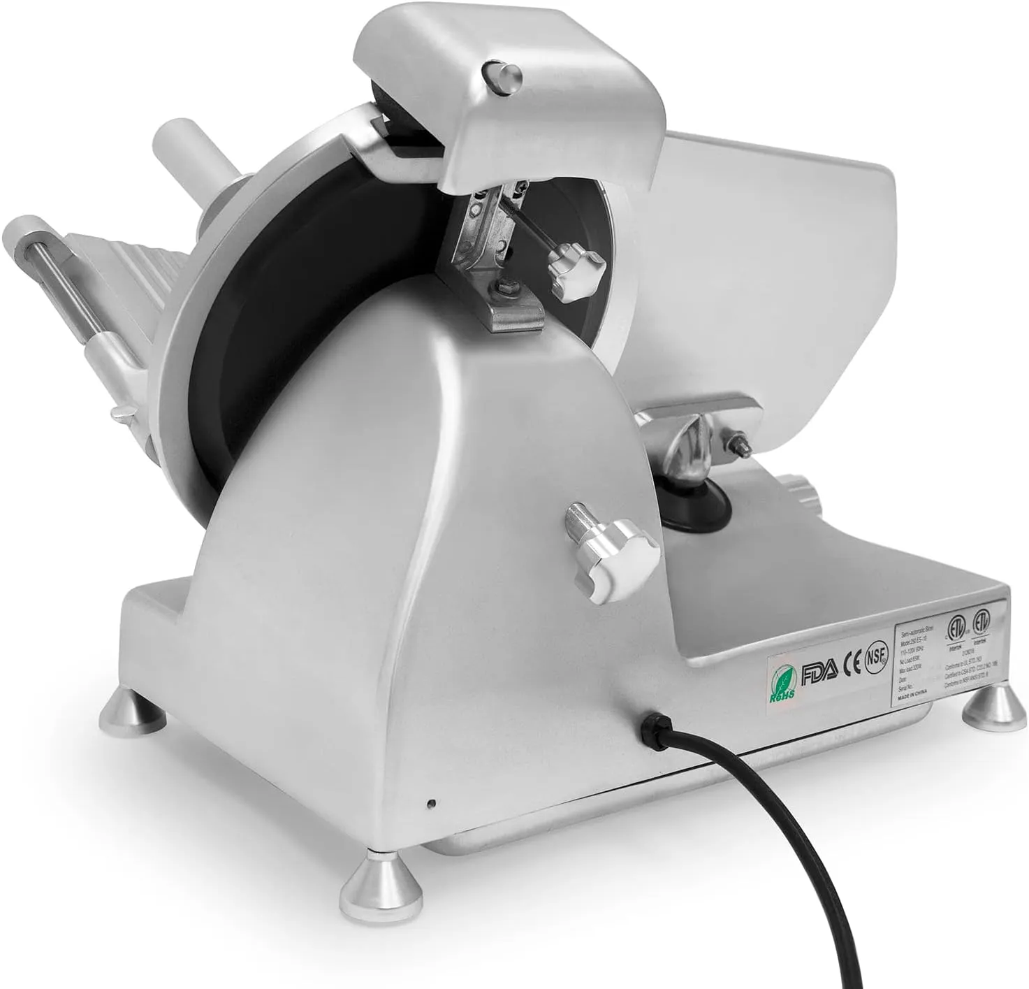 KWS Metal Collection MS-10DT Commercial 320W 10-Inch Meat Slicer Anodized Aluminum Base with Teflon Blade   Blade Removal Tool, Frozen Meat/Cheese/Food Slicer Quiet [ ETL, NSF Certified ]