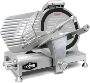 KWS Metal Collection MS-10DT Commercial 320W 10-Inch Meat Slicer Anodized Aluminum Base with Teflon Blade   Blade Removal Tool, Frozen Meat/Cheese/Food Slicer Quiet [ ETL, NSF Certified ]