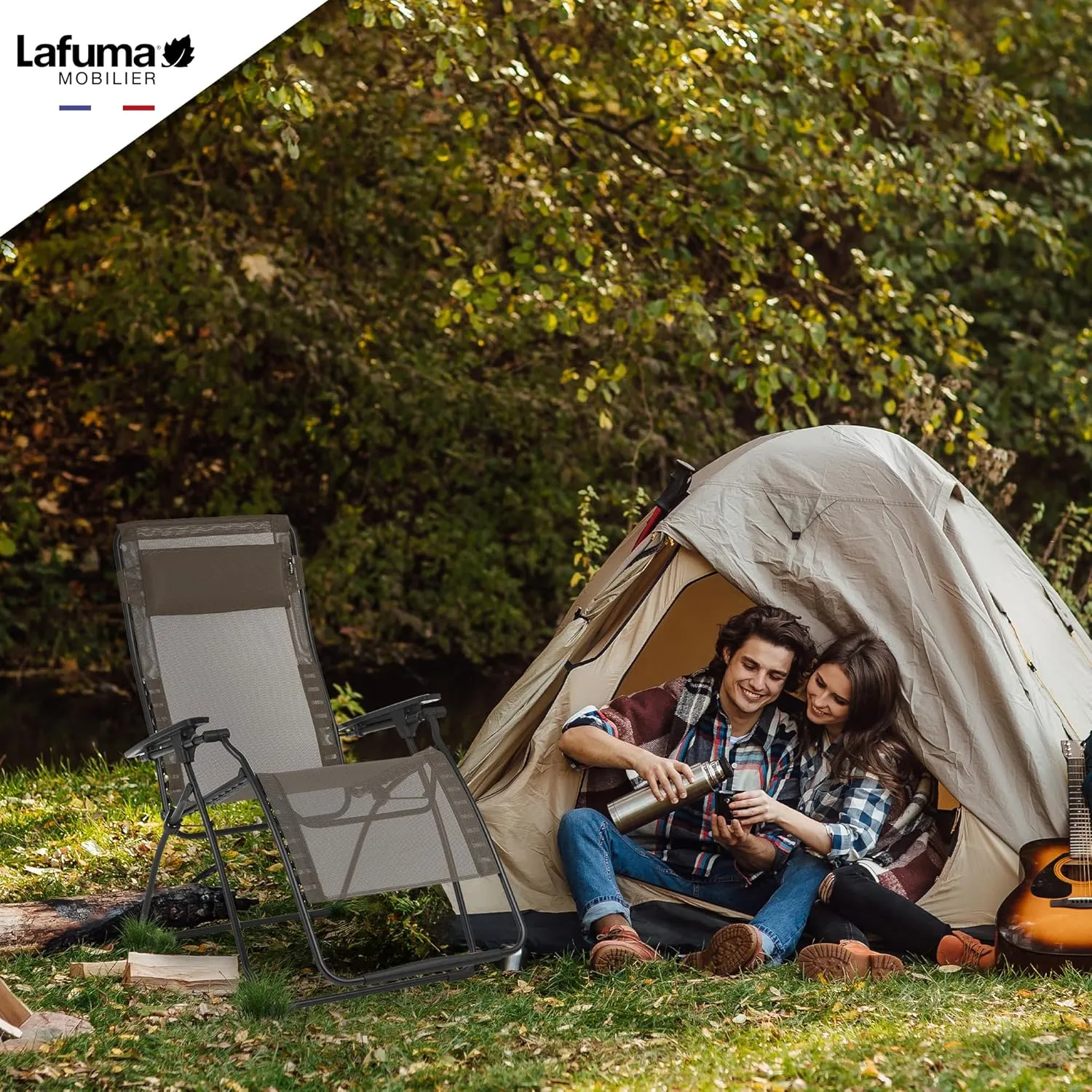 Lafuma LFM3121 8717 Futura Zero Gravity Batyline XL Serie Relaxation Portable Outdoor Steel Framed, Chair Recliner, Lounge Chair, Graphite