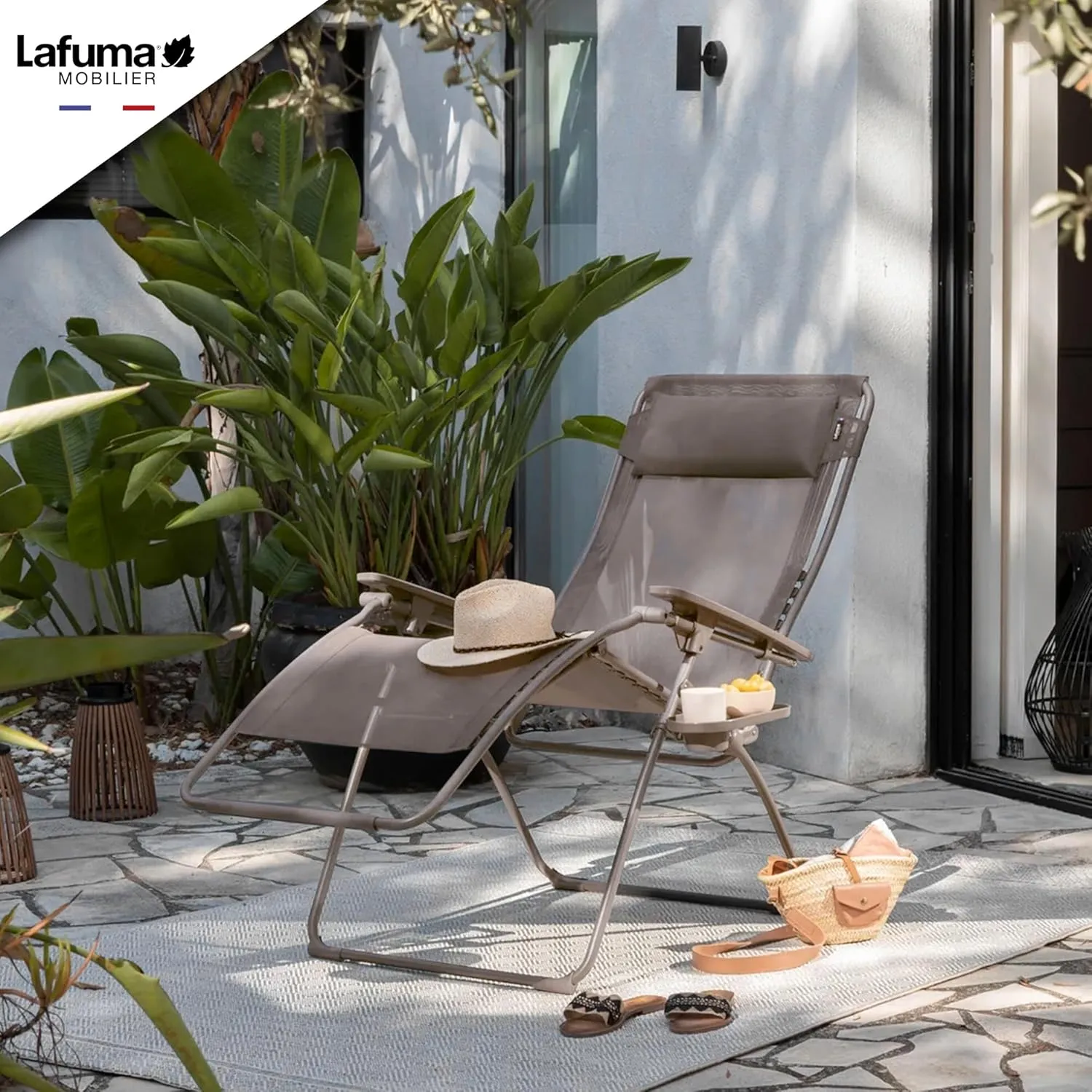 Lafuma LFM3121 8717 Futura Zero Gravity Batyline XL Serie Relaxation Portable Outdoor Steel Framed, Chair Recliner, Lounge Chair, Graphite