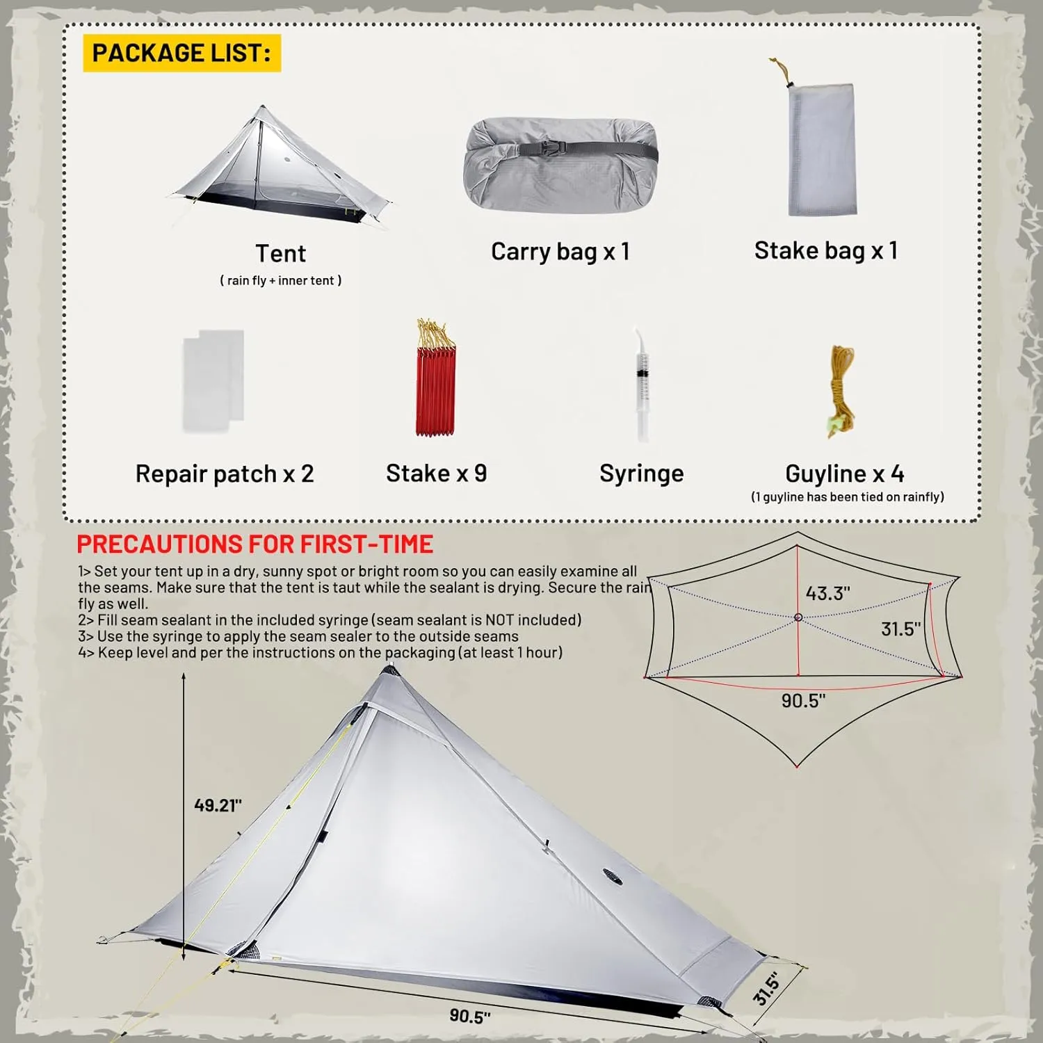 LANSHAN Ultralight Tent 3-Season Backpacking Tent for 1-Person or 2-Person Camping, Trekking, Kayaking, Climbing, Hiking