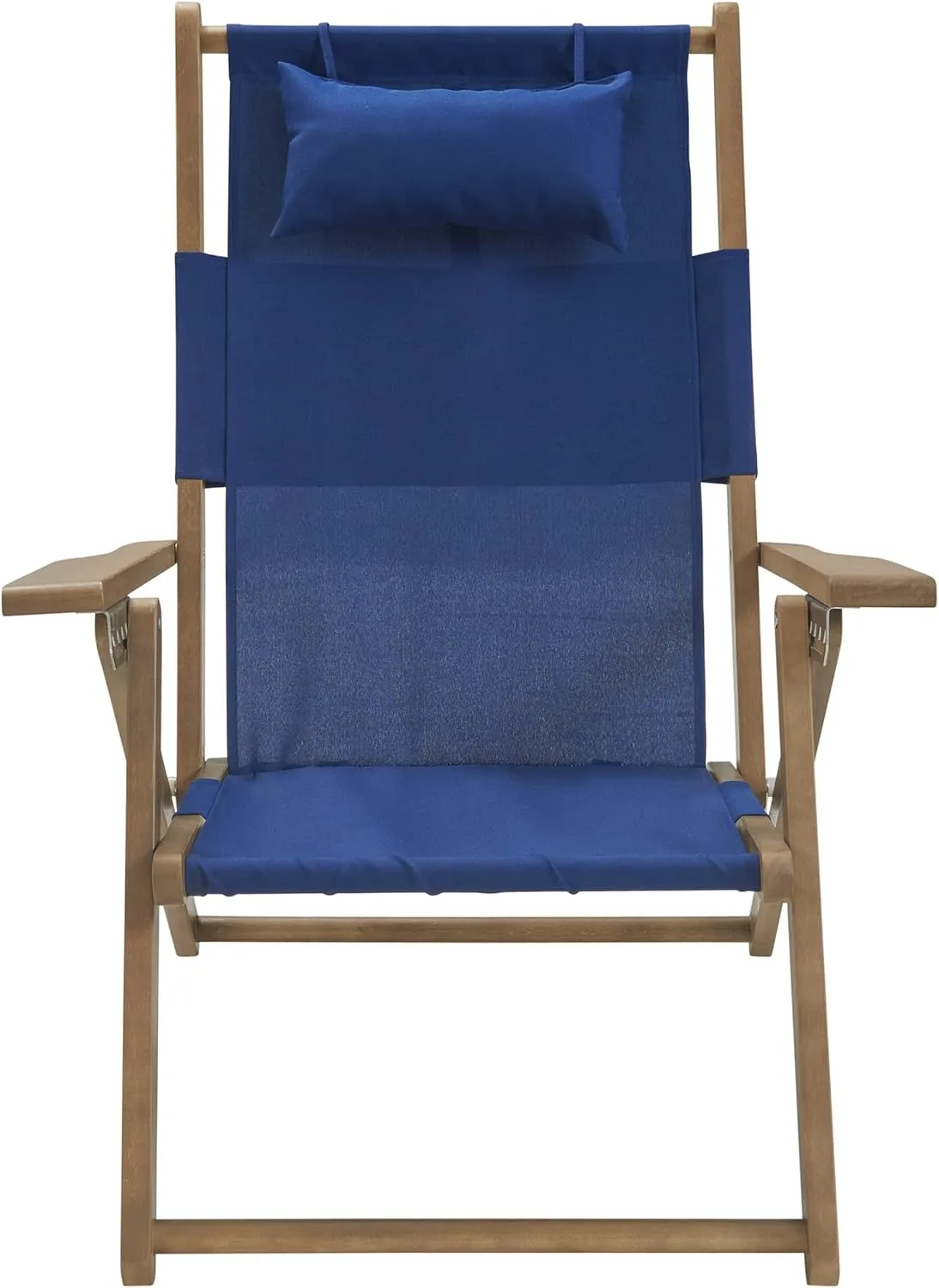 Lavish Home Beach Chair - Outdoor Weather-Resistant Wood Folding Chair with Backpack Straps - 4-Position Reclining Seat - Beach Essentials (Blue)