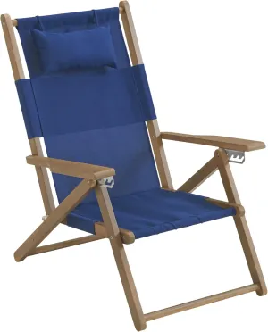 Lavish Home Beach Chair - Outdoor Weather-Resistant Wood Folding Chair with Backpack Straps - 4-Position Reclining Seat - Beach Essentials (Blue)