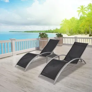 Lawn Chair,Backyard Decor,Patio Chair,Sun Loungers with Table Aluminum BlackIdeal for Garden, Patio, Camping