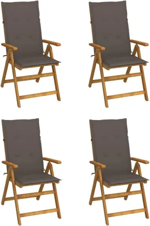 Lawn Char,All Weather Poly Adirondack Chairs,stemmed Adirondack Chair,Patio Reclining Chairs 4 pcs with Cushions Solid Acacia WoodFor Gardens, patios, Balconies