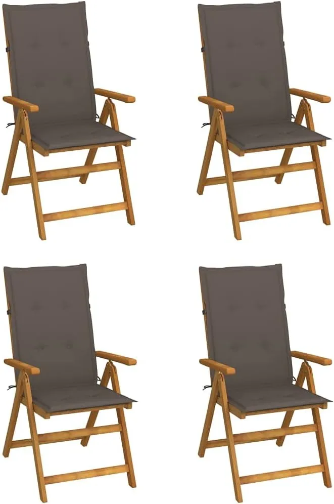 Lawn Char,All Weather Poly Adirondack Chairs,stemmed Adirondack Chair,Patio Reclining Chairs 4 pcs with Cushions Solid Acacia WoodFor Gardens, patios, Balconies