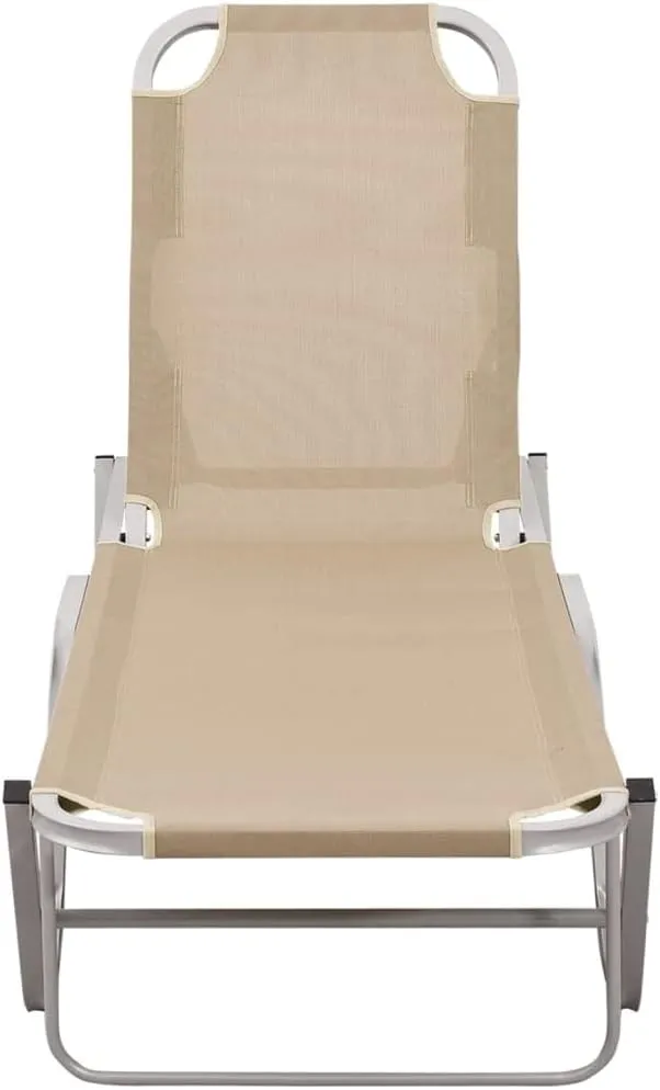 Layout Chairs for Tanning,Sun Tanning Chair,Lounge Chair Outdoor,Sun Lounger Aluminum and Textilene CreamIdeal for Garden, Patio, Camping