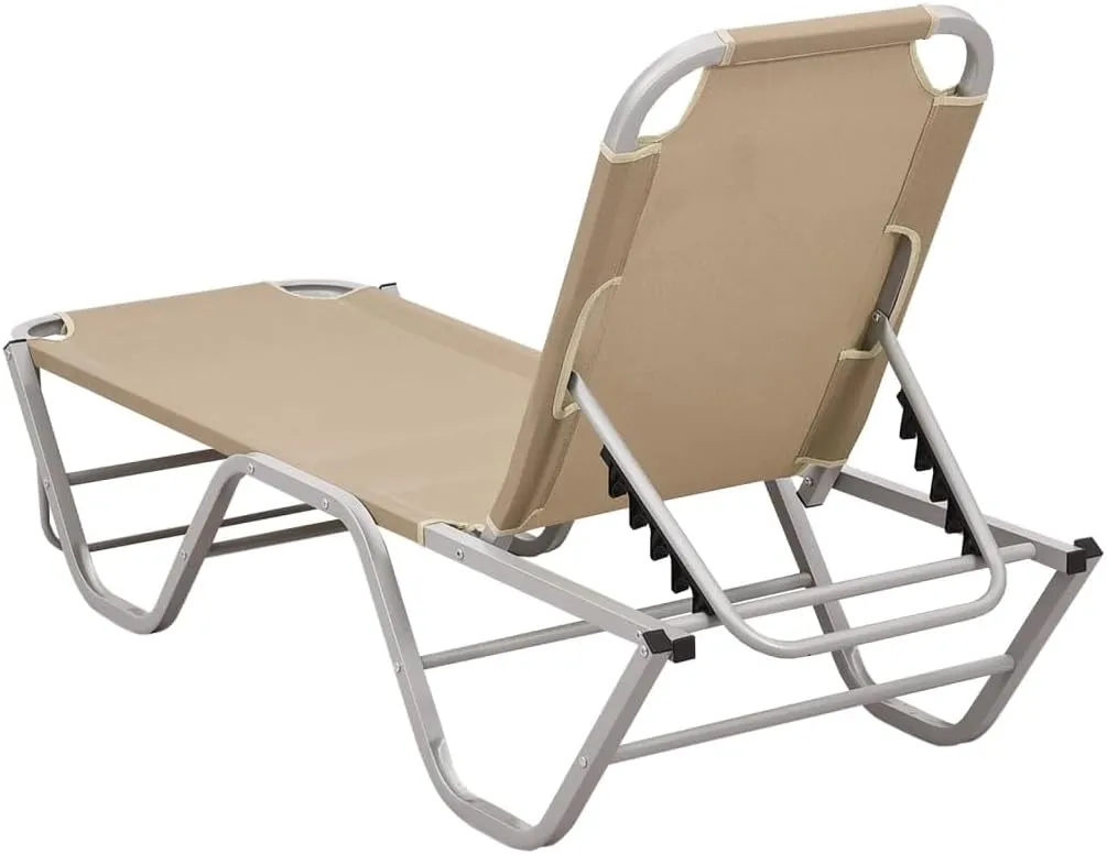 Layout Chairs for Tanning,Sun Tanning Chair,Lounge Chair Outdoor,Sun Lounger Aluminum and Textilene CreamIdeal for Garden, Patio, Camping