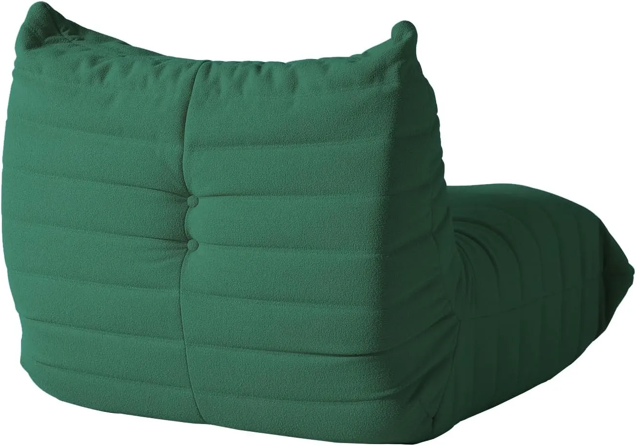 Lazy Floor Sofa, Fireside Chair,Teddy Velvet Sofa Bean Bag Couch, Lounge Accent Chair for Living Room Corner Bedroom Salon Office (Singel Seat, Green)