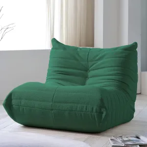 Lazy Floor Sofa, Fireside Chair,Teddy Velvet Sofa Bean Bag Couch, Lounge Accent Chair for Living Room Corner Bedroom Salon Office (Singel Seat, Green)