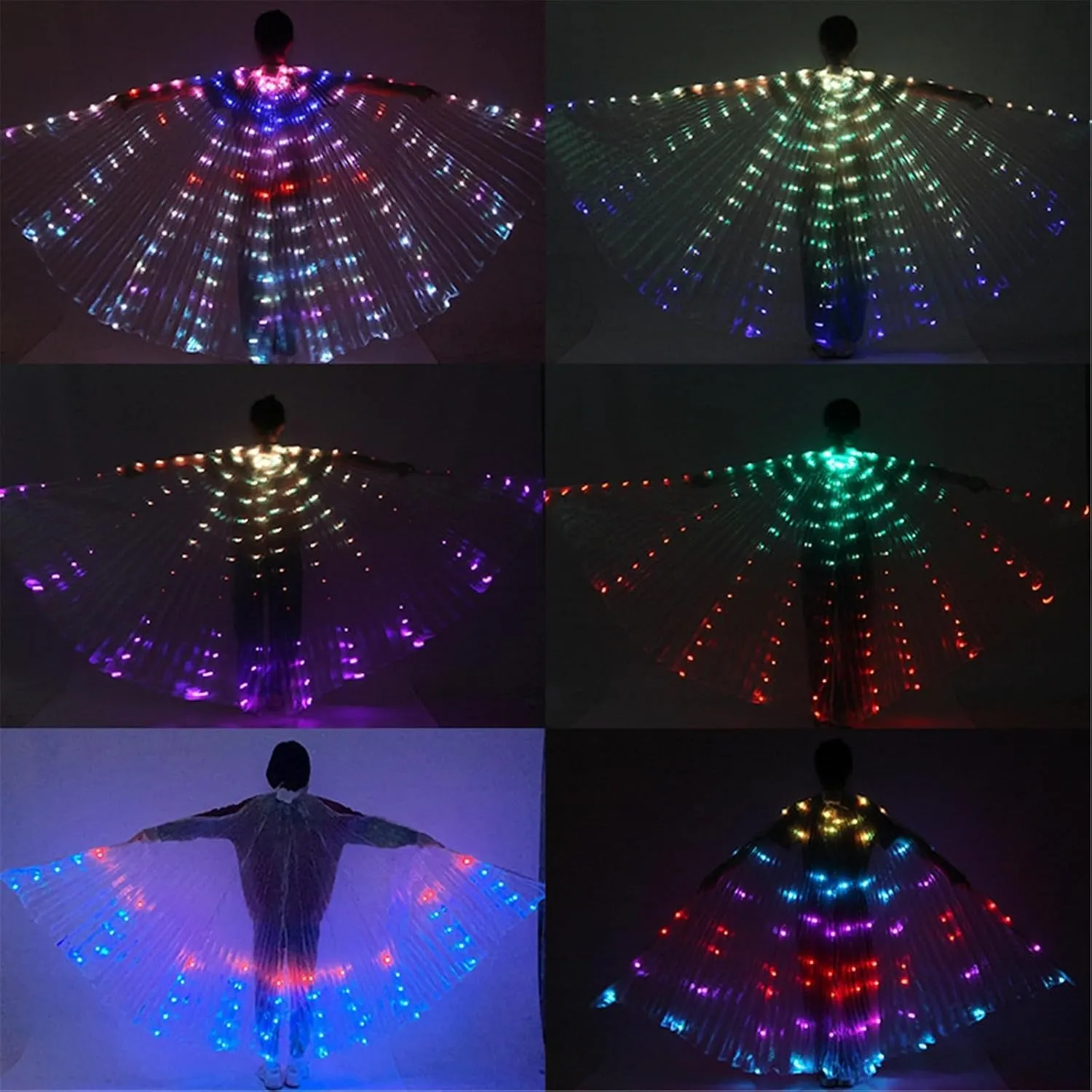 LED - 240 Light-Up Belly Dance Costume with Telescopic Sticks, Glowing Performance Props for Women