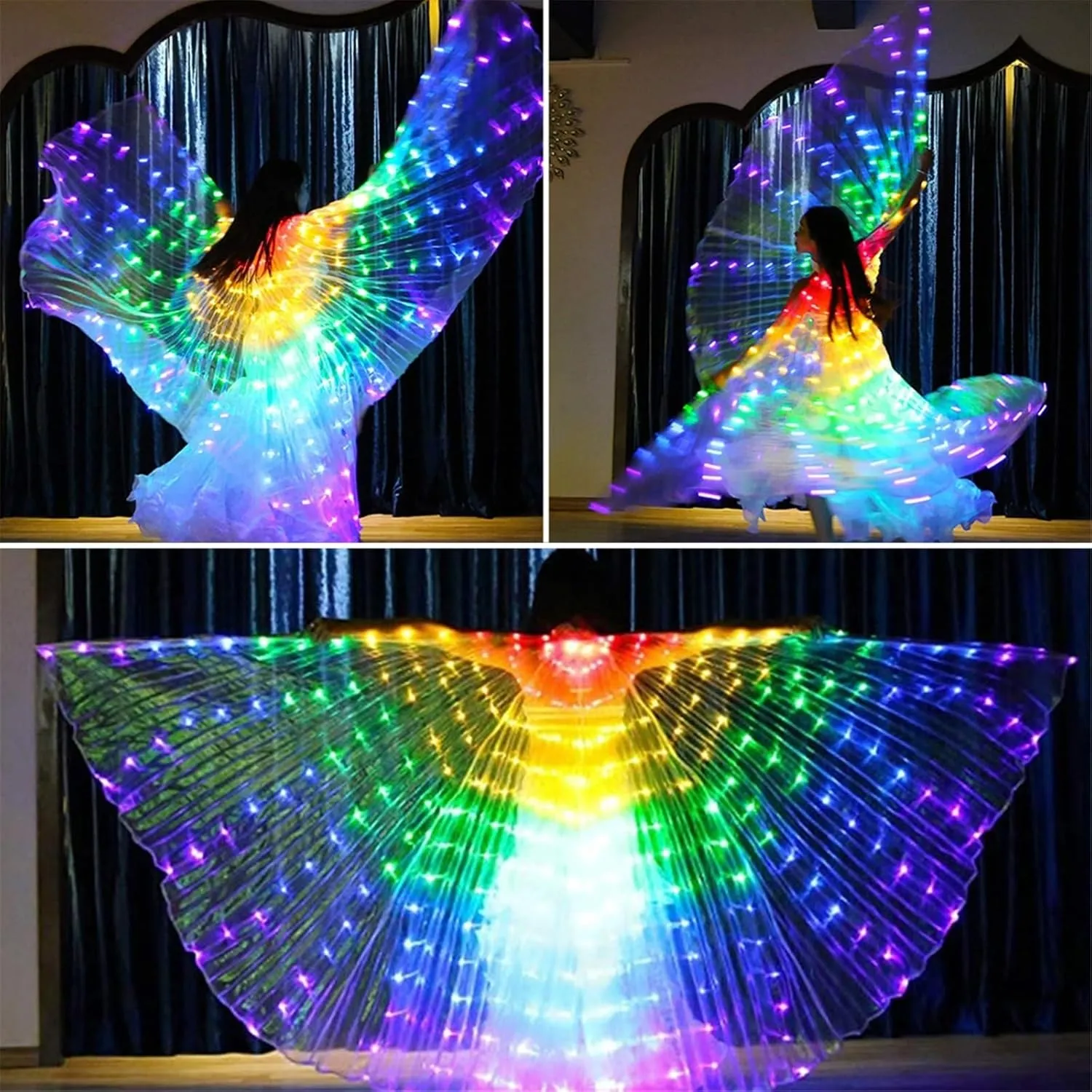 LED - 240 Light-Up Belly Dance Costume with Telescopic Sticks, Glowing Performance Props for Women