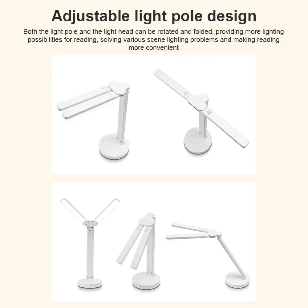 LED Desk Lamp – 3-Level Dimmable Touch Night Light, USB Rechargeable, Foldable Eye Protection Table Lamp for Bedroom, Reading, and Study