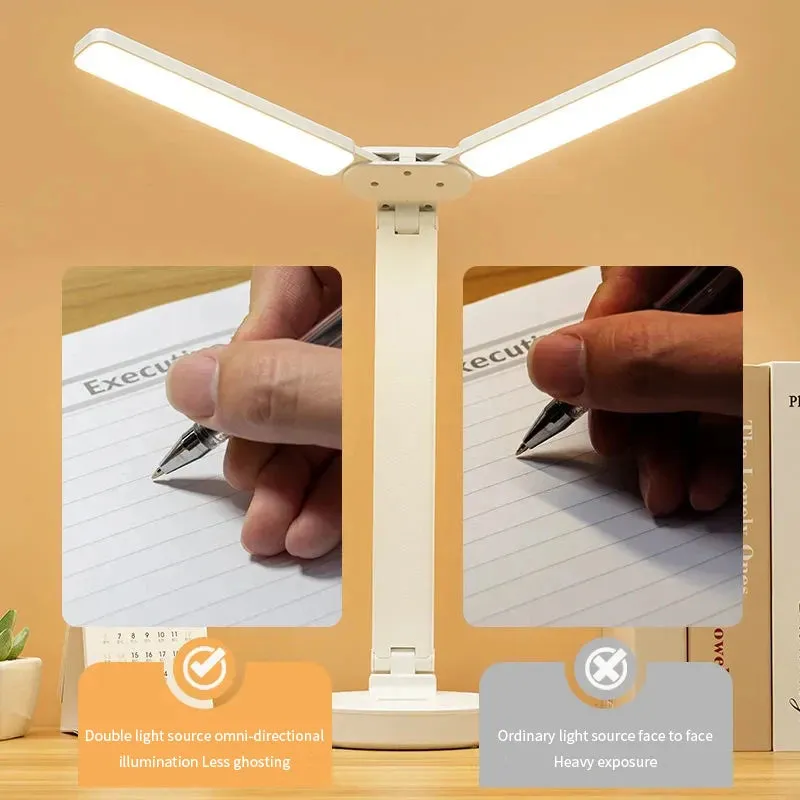 LED Desk Lamp – 3-Level Dimmable Touch Night Light, USB Rechargeable, Foldable Eye Protection Table Lamp for Bedroom, Reading, and Study