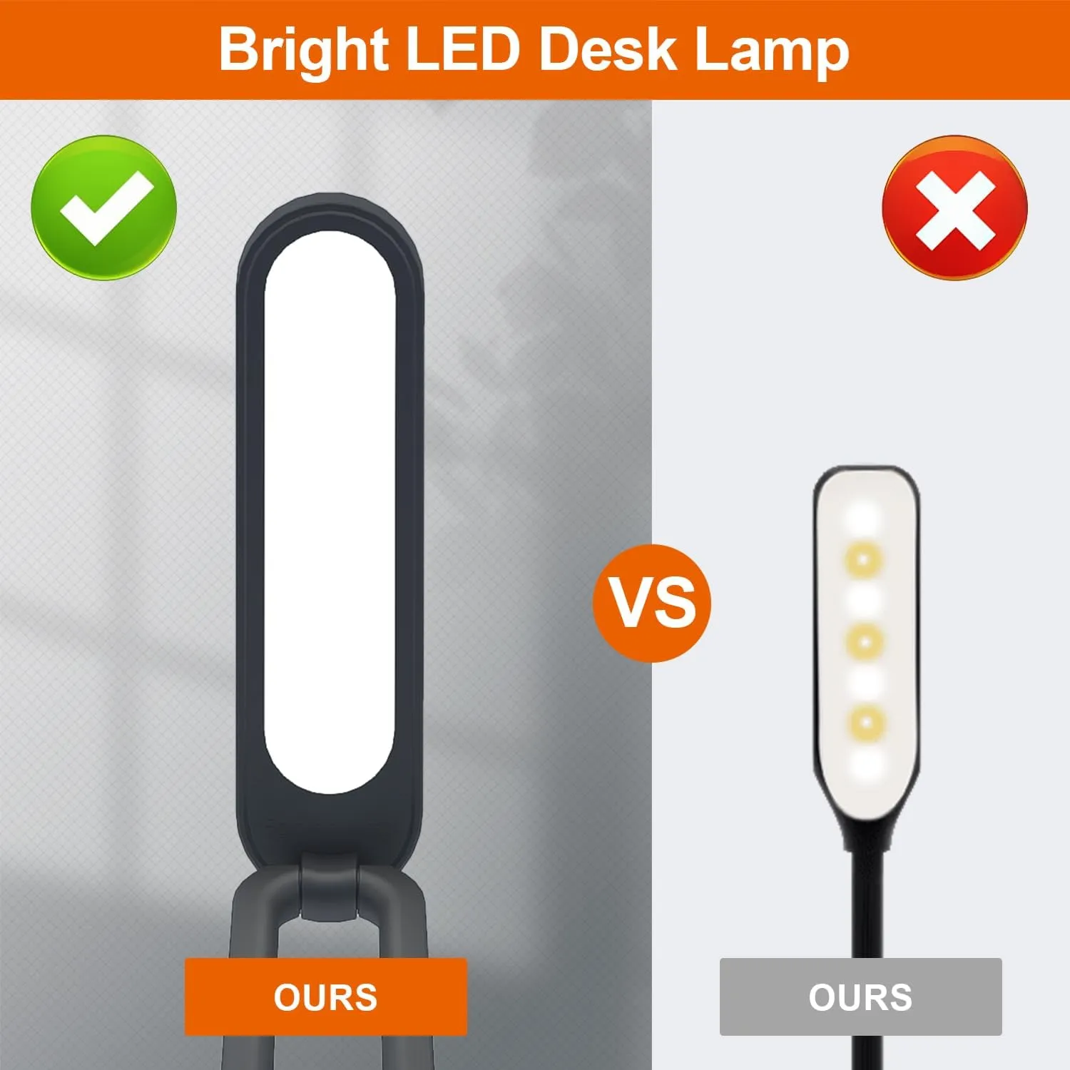 LED Desk Lamp for Office Home & Battery Operated Lamp Rechargeable Lamp Foldable & Portable Light, LED Desk Light Strip, 3 Brightness Dimmable Small Desk Lamp Reading Lamp (Black (2PACK))
