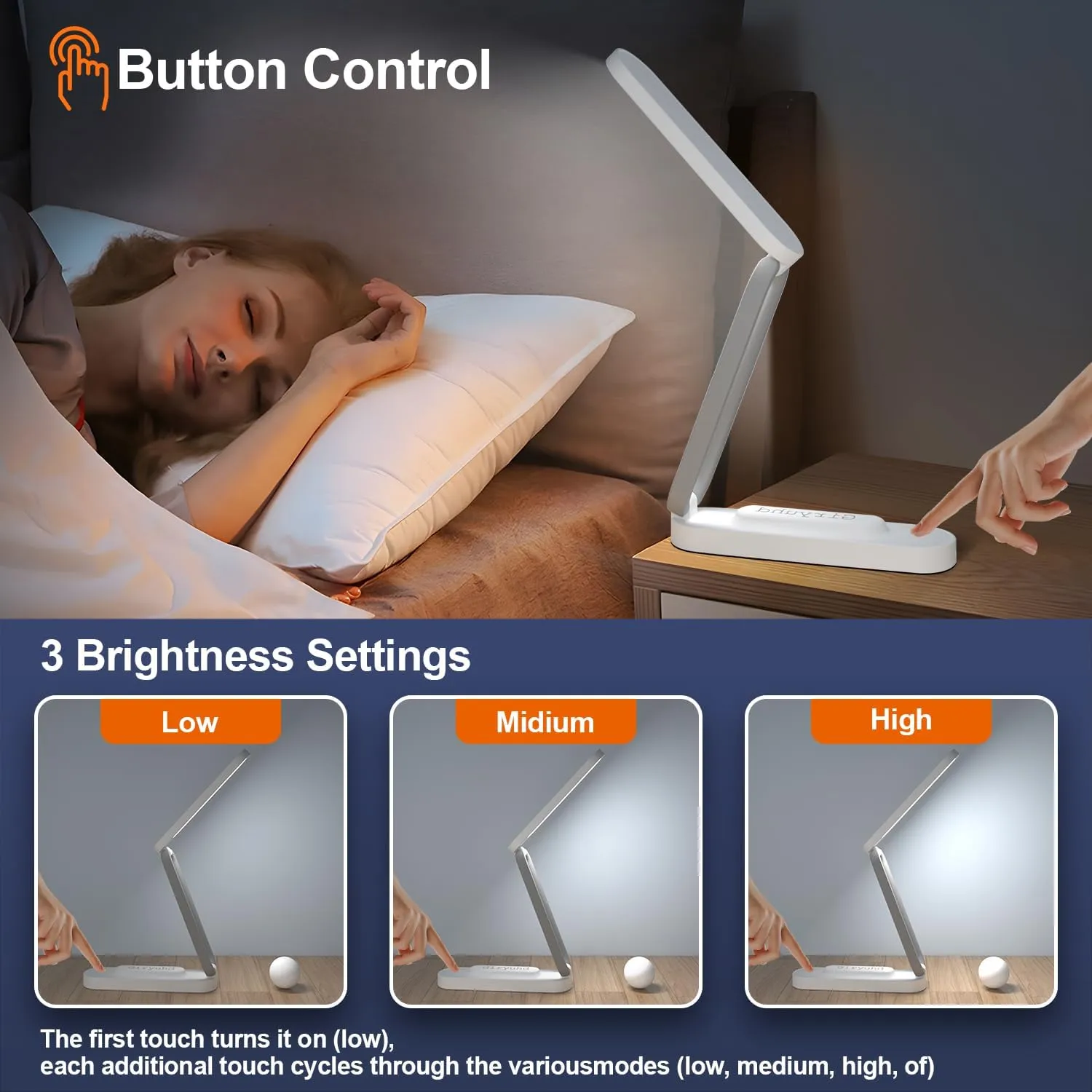 LED Desk Lamp for Office Home & Battery Operated Lamp Rechargeable Lamp Foldable & Portable Light, LED Desk Light Strip, 3 Brightness Dimmable Small Desk Lamp Wireless Reading Lamp(2PACK)