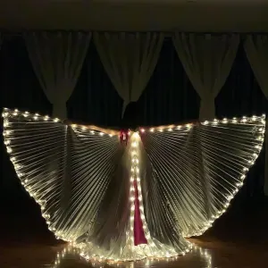 LED Isis Wings for Kids & Adults, Illuminated LED Fairy Wings,Glowing Butterfly Wings, Belly Dance Wings W Telescopic Sticks, Glow Angel Dance Wings, Light up Costume for Parties Events