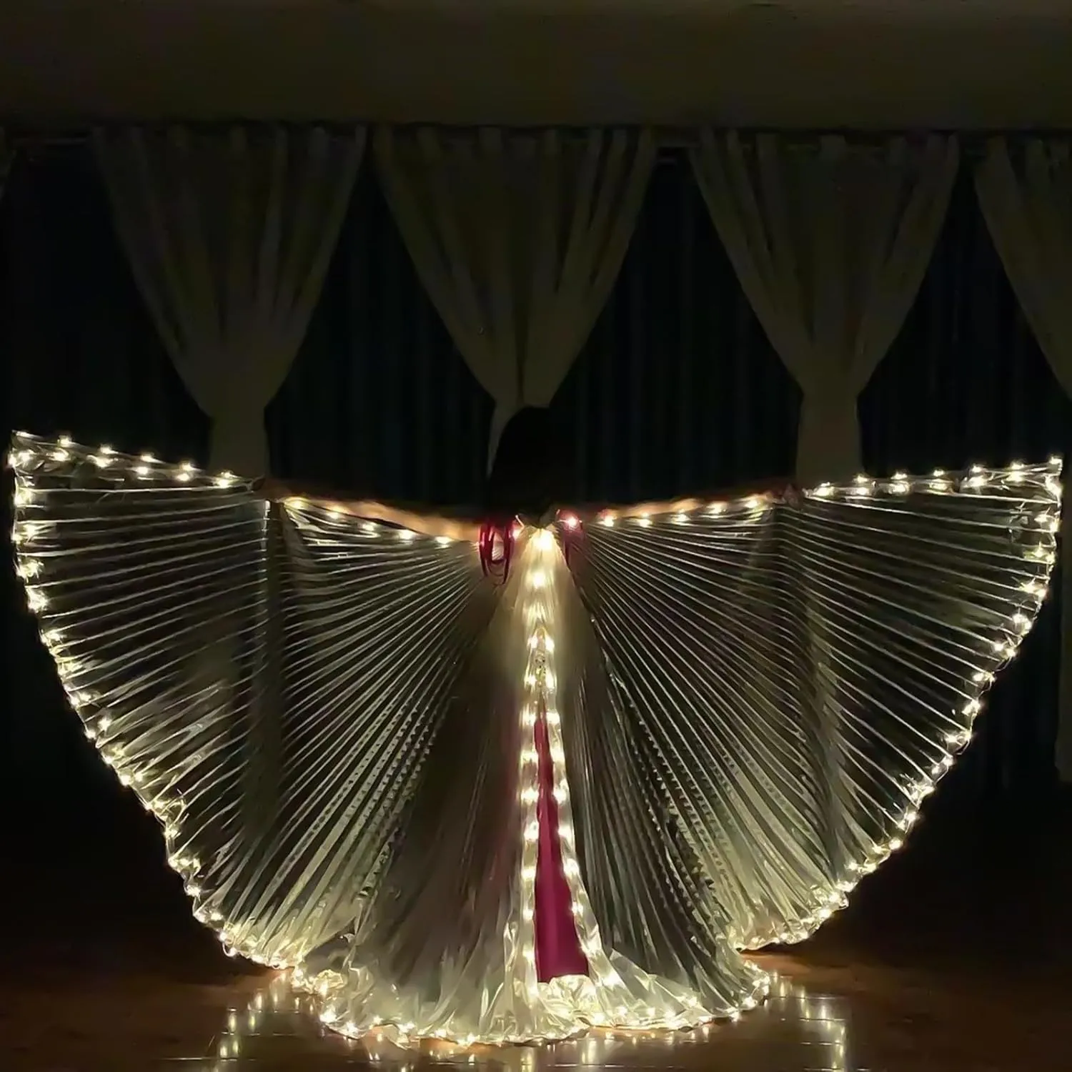 LED Isis Wings for Kids & Adults, Illuminated LED Fairy Wings,Glowing Butterfly Wings, Belly Dance Wings W Telescopic Sticks, Glow Angel Dance Wings, Light up Costume for Parties Events