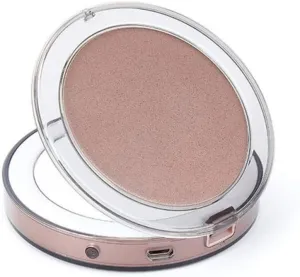 LED Light Mini Makeup Mirror Compact Pocket Face Lip Cosmetic Mirror Travel Portable Lighting Mirror Magnifying Glass Foldable (Color : B)