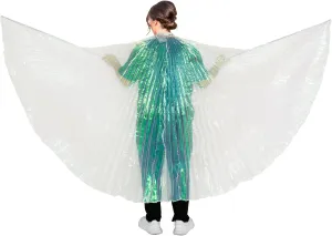 LED Lsis Wings, Belly Dance Wings, Light Up LED Butterfly Wings, 2 Light Mode Glow Angel Dance Wings with Telescopic Stick, Adults Child Performance Clothing