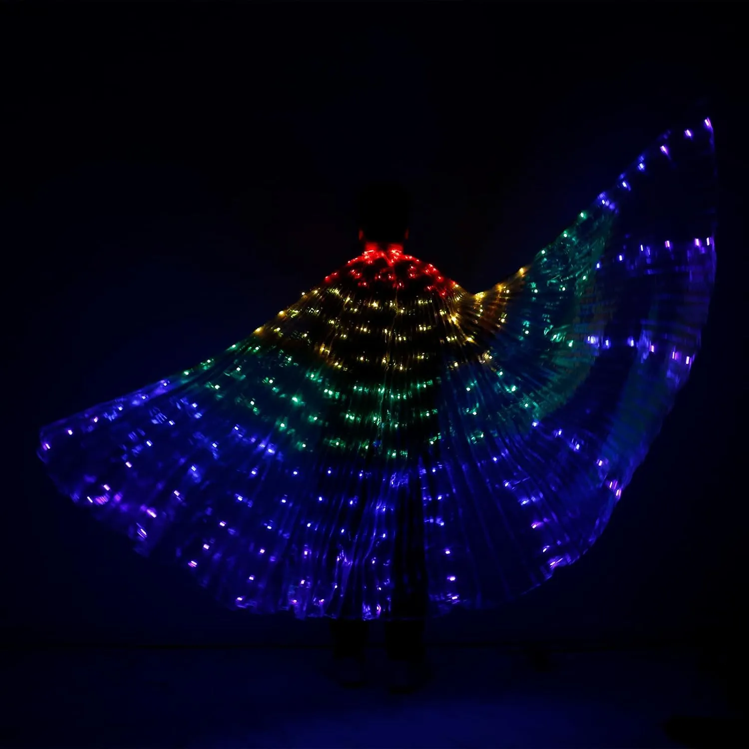 LED Lsis Wings, Belly Dance Wings, Light Up LED Butterfly Wings, 2 Light Mode Glow Angel Dance Wings with Telescopic Stick, Adults Child Performance Clothing