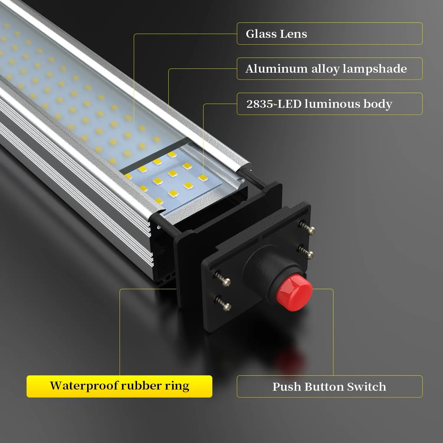 Led Work Light 24W 20in Long Arm Aluminum Alloy Waterproof Table Lamp for Machine Tool CNC Lathe Drilling Machine, US Plug