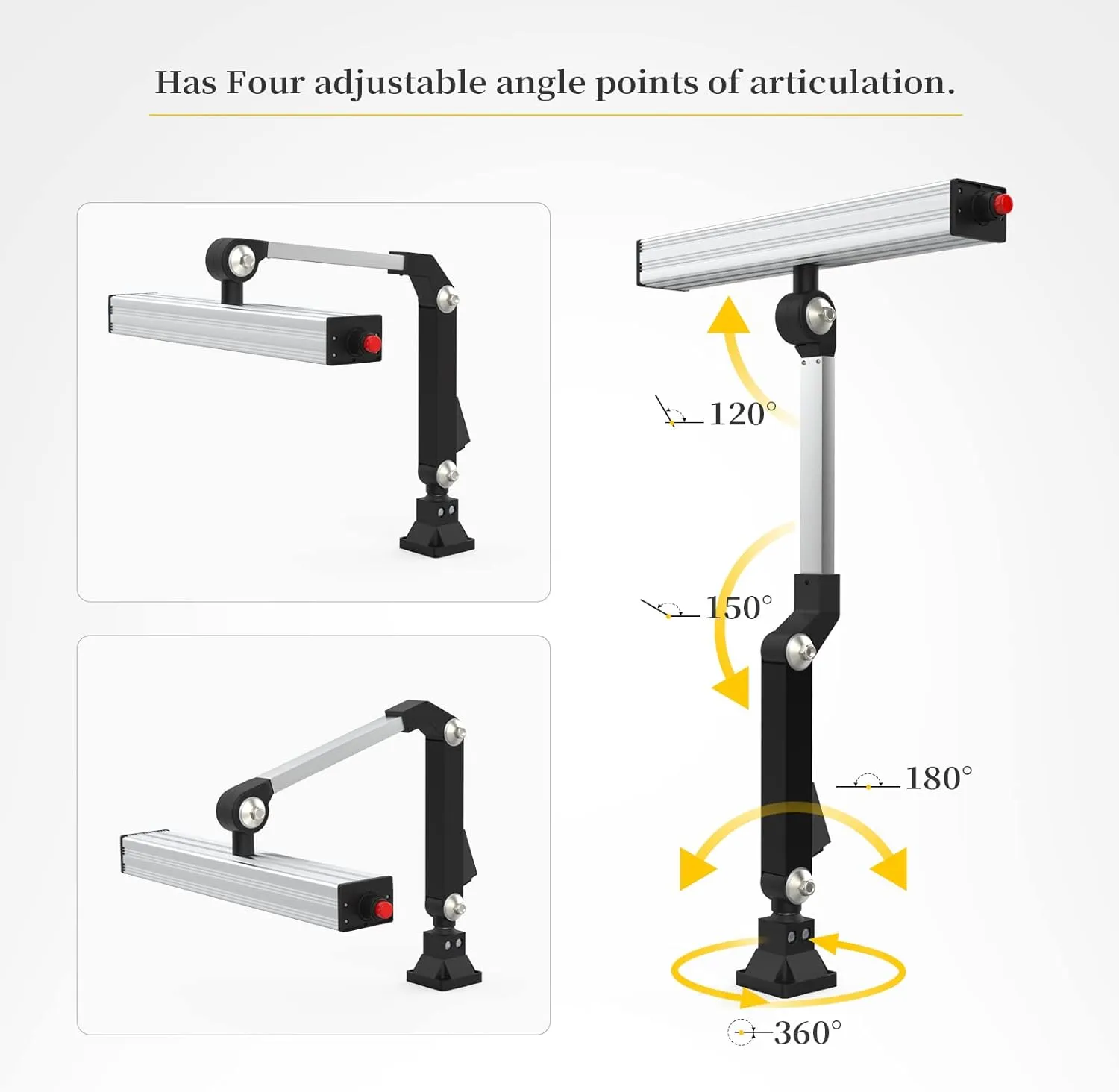 Led Work Light 24W 20in Long Arm Aluminum Alloy Waterproof Table Lamp for Machine Tool CNC Lathe Drilling Machine, US Plug