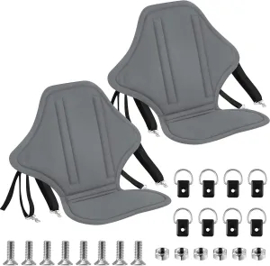 Lewtemi 2 Pack Padded Kayak Seat Fishing Boat Seat with Storage Bag 8 Fixed D Rings Screws Detachable Paddle Board Chair Canoe Chair with Adjustable Back Strap for Summer Canoe Universal Sit