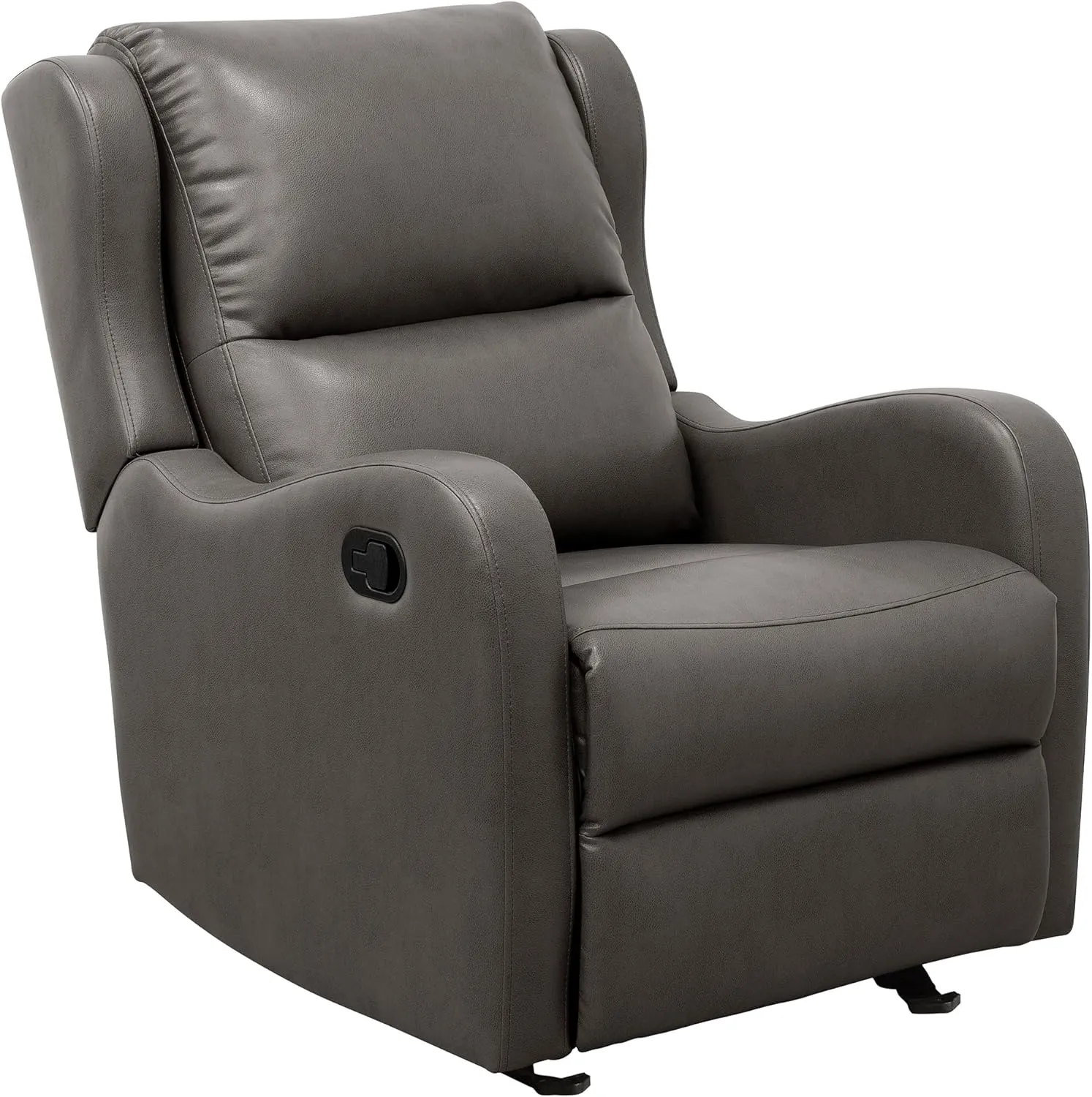Lexicon Manual Glider Recliner Chair, Reclining Sofa Chair, Home Theater Seating, Manual Glider Recliner for Living Room/Office/Apartment, Easy Assembly, Gray Faux Leather