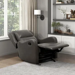 Lexicon Manual Glider Recliner Chair, Reclining Sofa Chair, Home Theater Seating, Manual Glider Recliner for Living Room/Office/Apartment, Easy Assembly, Gray Faux Leather