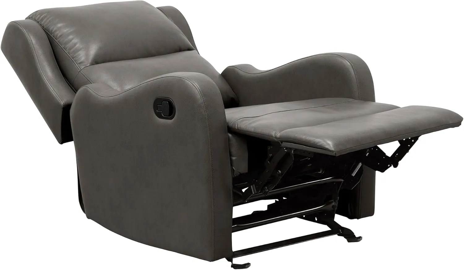 Lexicon Manual Glider Recliner Chair, Reclining Sofa Chair, Home Theater Seating, Manual Glider Recliner for Living Room/Office/Apartment, Easy Assembly, Gray Faux Leather