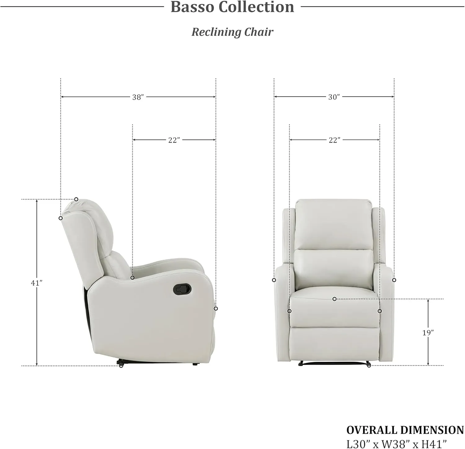 Lexicon Manual Recliner Chair, Reclining Sofa Chair, Home Theater Seating, Wall Hugger, Manual Recliner for Living Room/Office/Apartment, Easy Assembly, Taupe Faux Leather