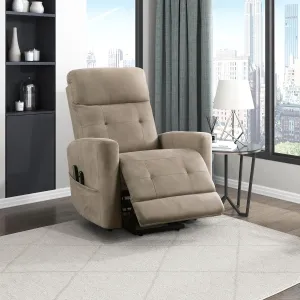 Lexicon Power Lift Recliner with Heat and Massage for Adults Elderly Ergonomic, Textured Microfiber Tufted Lounge Chair Classic Single Sofa Recliner with Side Pockets, Home Theater Seating, Brown